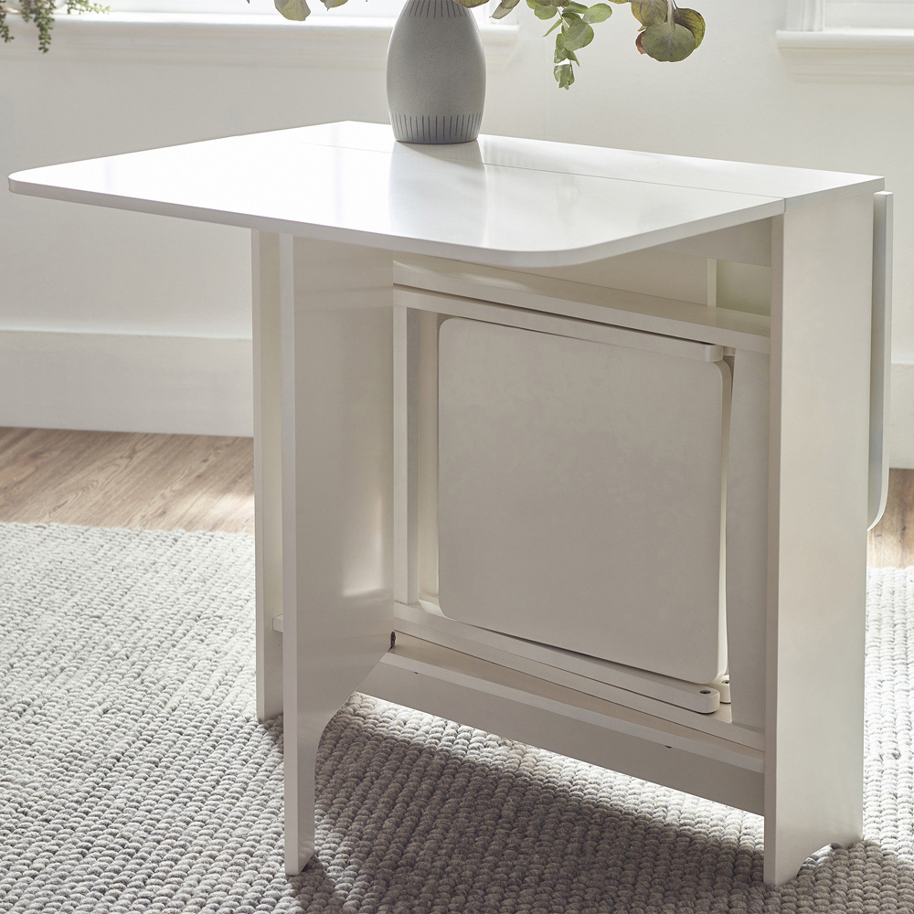 Julian Bowen Gatan 2 Seater White Small Gateleg Table Set Image 7