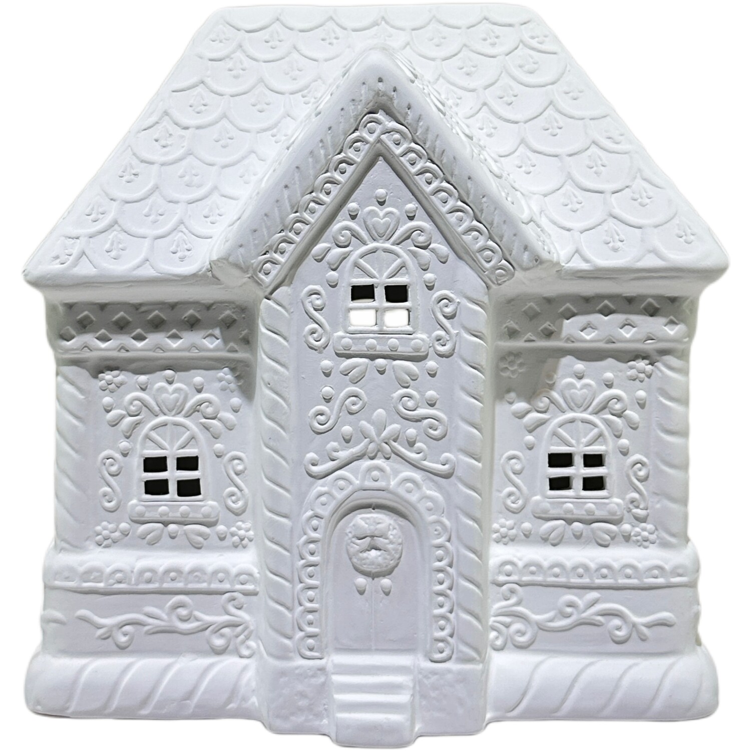 Large Ceramic Gingerbread House White Image 1