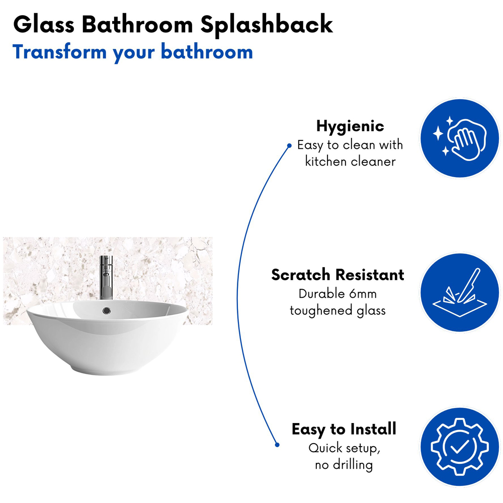 Warren Reed Designer Off White Quartz Effect Bathroom Splashback 25 x 60cm Image 4