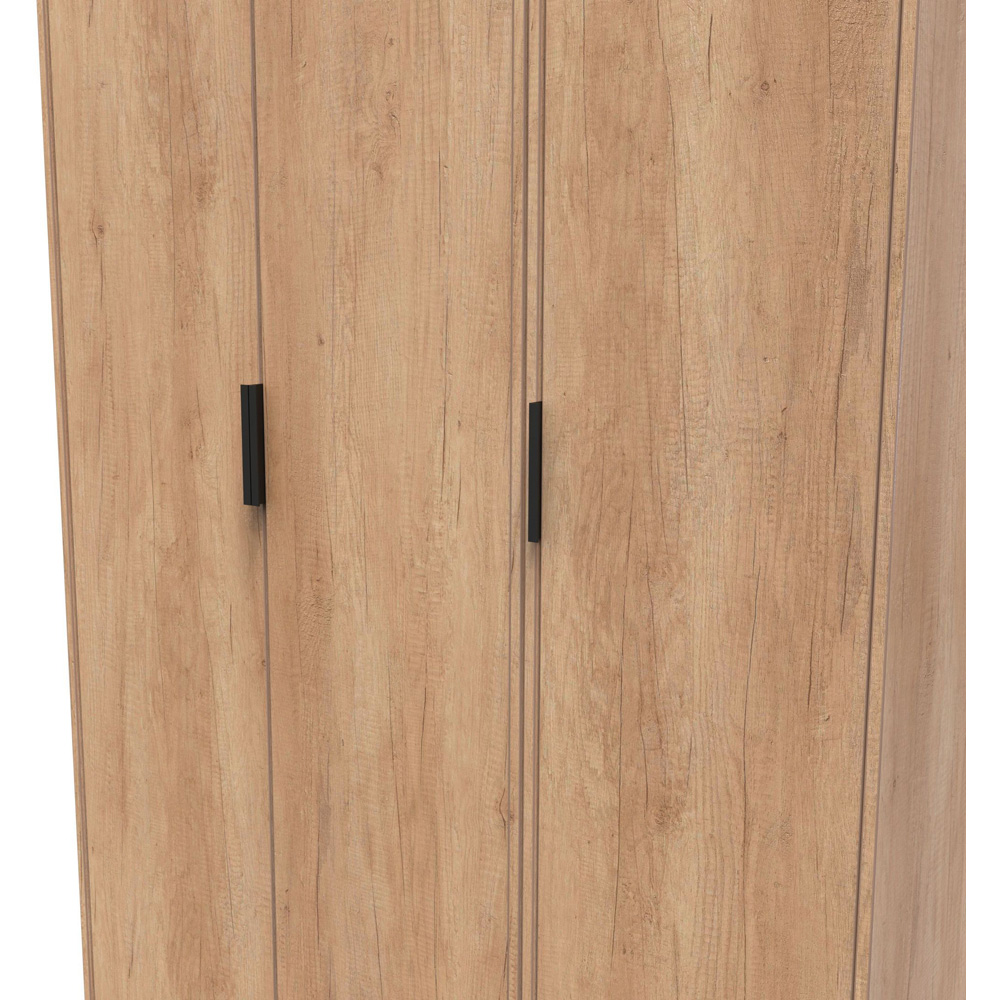 Crowndale Hong Kong 3 Door Nebraska Oak Tall Wardrobe Ready Assembled Image 4