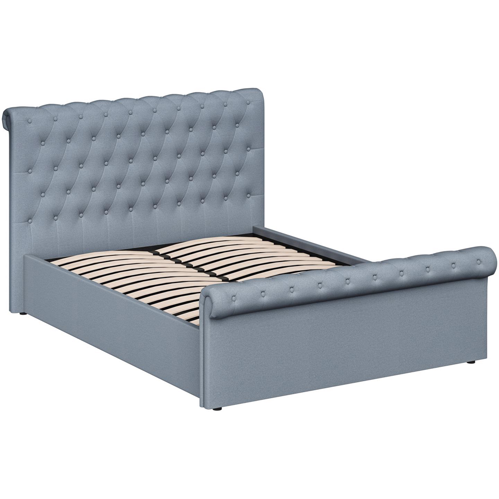 FWStyle Abbey Double Steel Grey Side Lift Ottoman Bed Frame with Scroll Buttoned Headboard Image 5