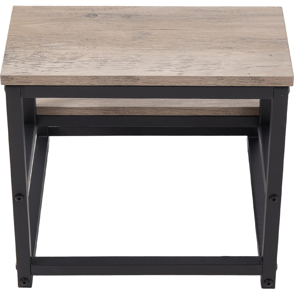 Living and Home Grey and Black Rustic Wood Grain 2 Step Stool Image 4