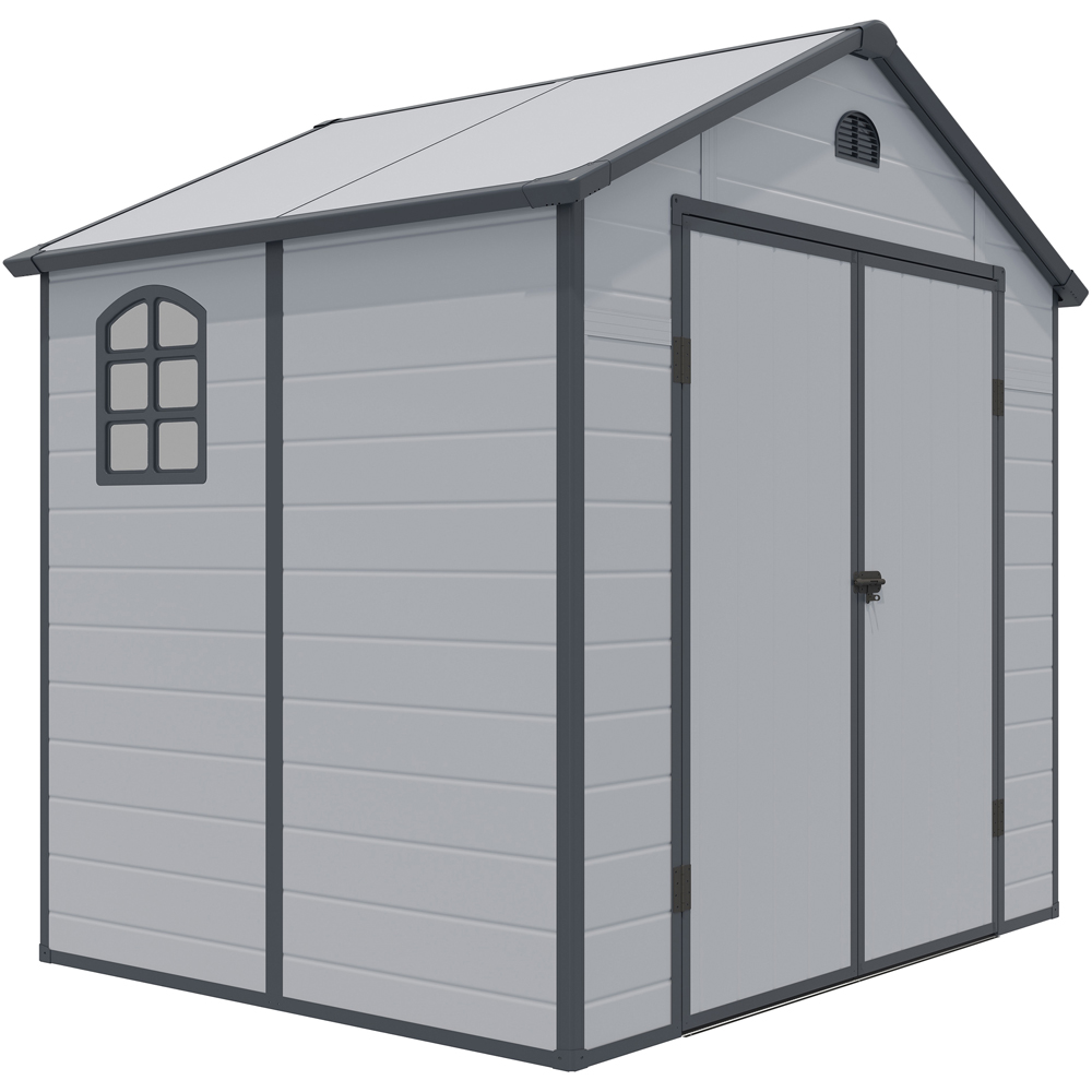 Rowlinson Airevale Plastic Apex Shed Light Grey with Foundation Kit 8 x 6ft Image 1