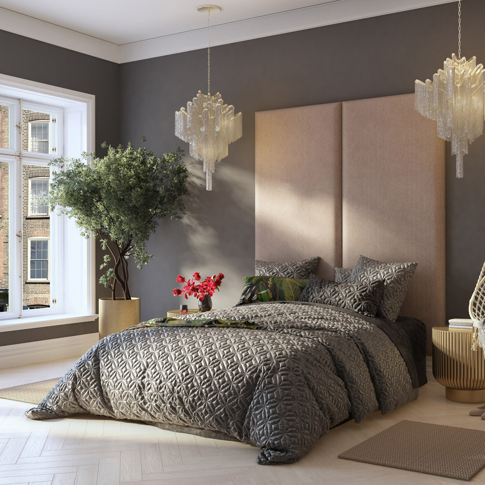 Aspire Furniture Llewelyn-Bowen Luxury Natural Saxon Twill Wall Mounted Headboard 90cm Image 7