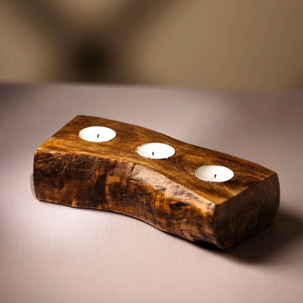 Marco Paul Wooden Tealight Candle Holder Image 3