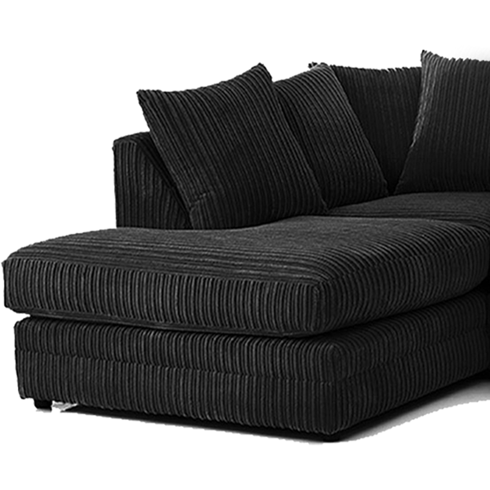 Portland Luxor 4 Seater Black Jumbo Cord Left Hand L Shape Corner Sofa Image 3