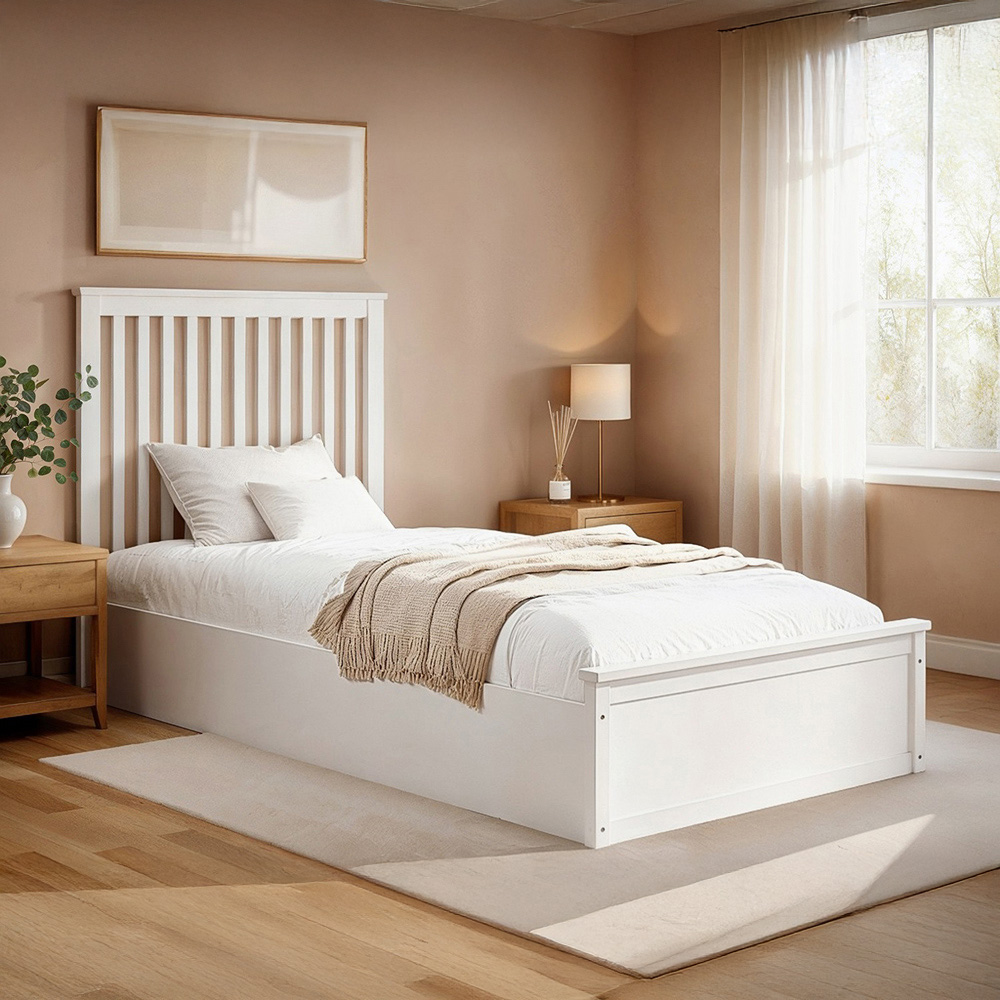 Flair Airedale Single White Wooden Ottoman Bed Image 4