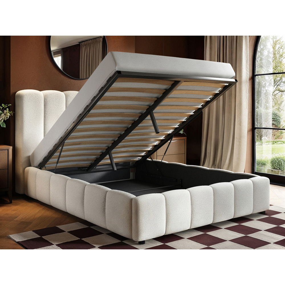 Solace+Co Emilie King Size Boucle Ribbed Ottoman Bed Image 6