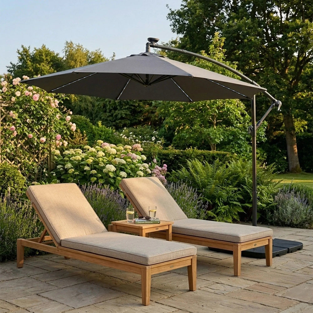 MonsterShop LED Grey Cantilever Parasol 3m Image 2