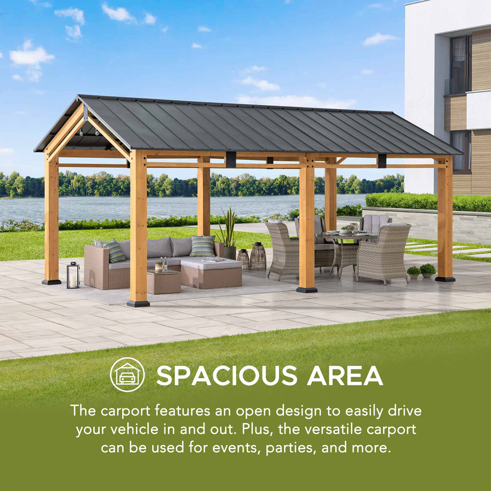 Sunjoy Diran 6.03 x 3.36m Anthracite Cedar Wood Gazebo Image 4