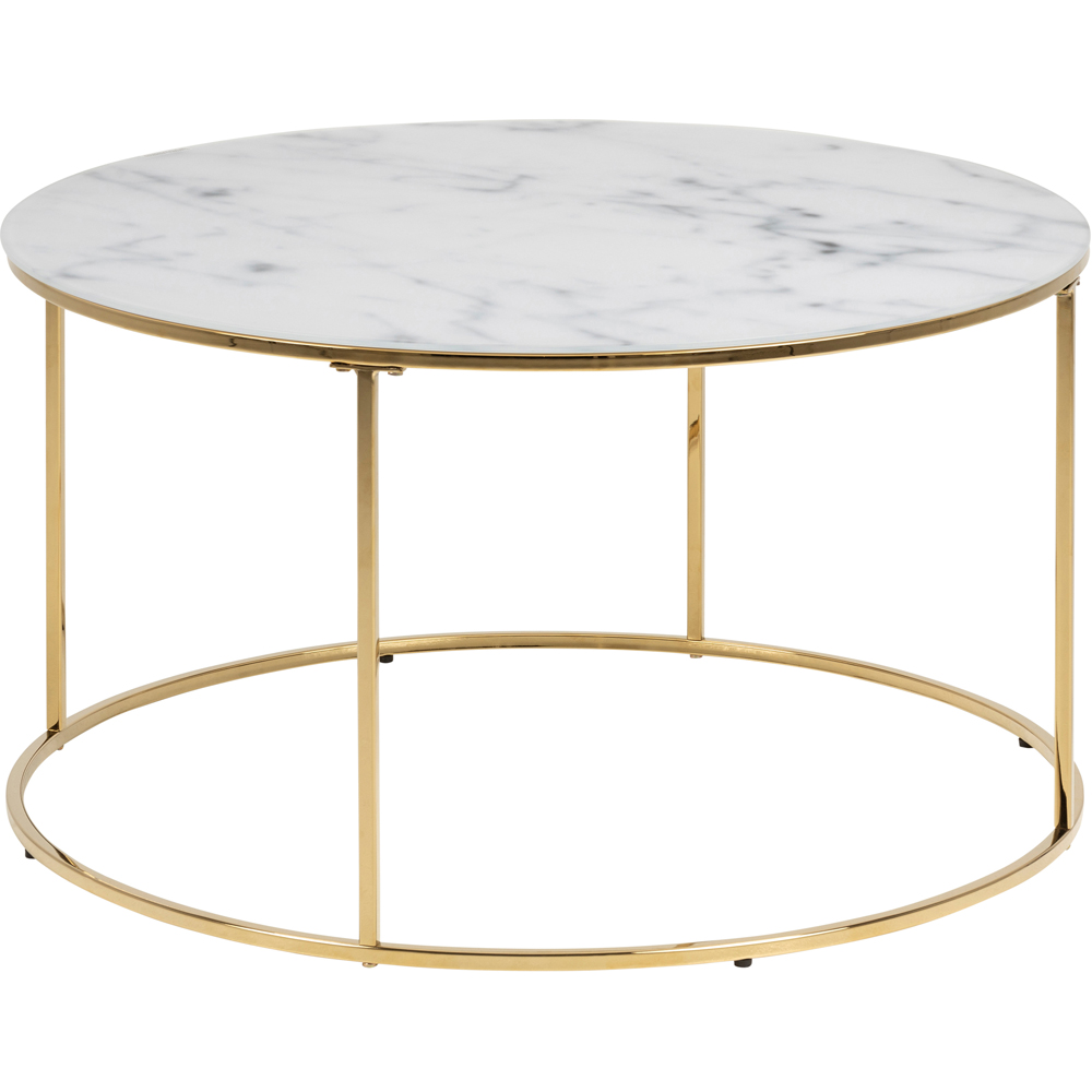 Florence Bolton White Marble Glass and Gold Round Coffee Table Image 2