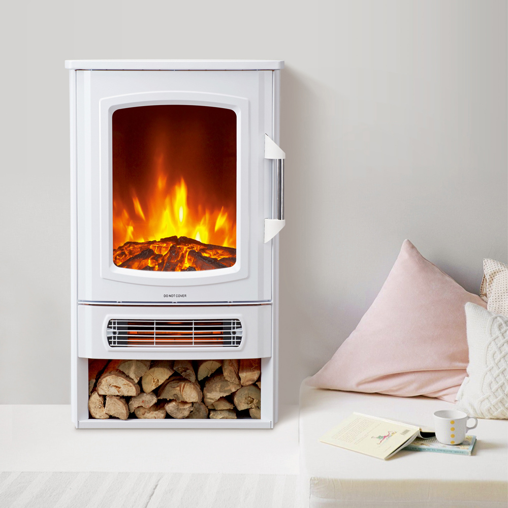 Neo Black Electric Heater Flame and Log Store 2000W Image 6