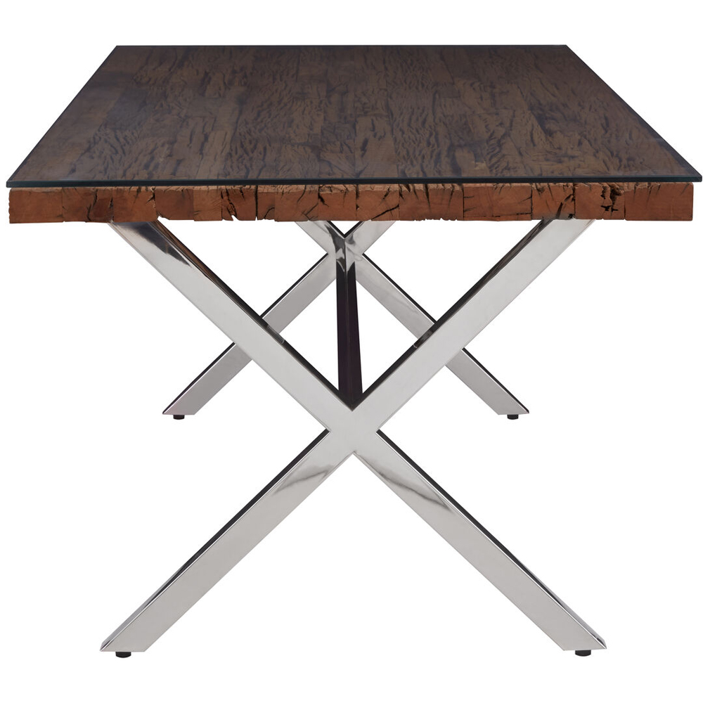 Premier Housewares Kerala Natural 6 Seater Patio Dining Table with Cross Base Image 2