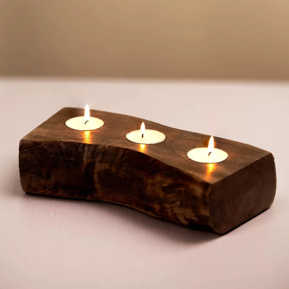 Marco Paul Wooden Tealight Candle Holder Image 4