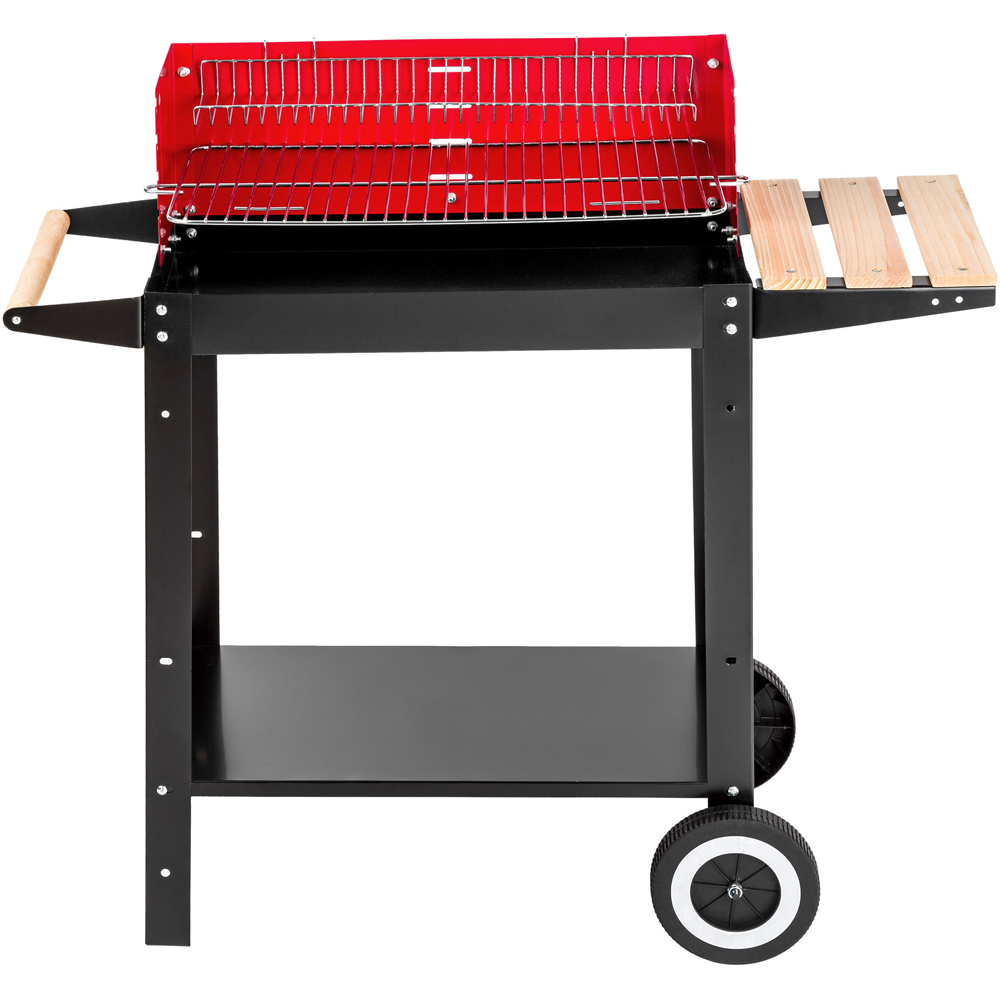 tectake Black and Red BBQ Cart with Wheels Image 4