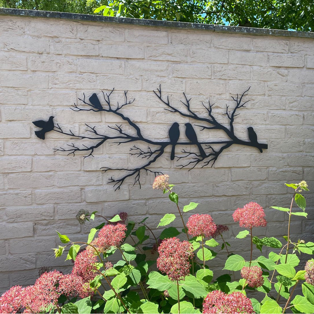 Decortie Birds on Branch Silhouette Metal Wall Decor Image 3