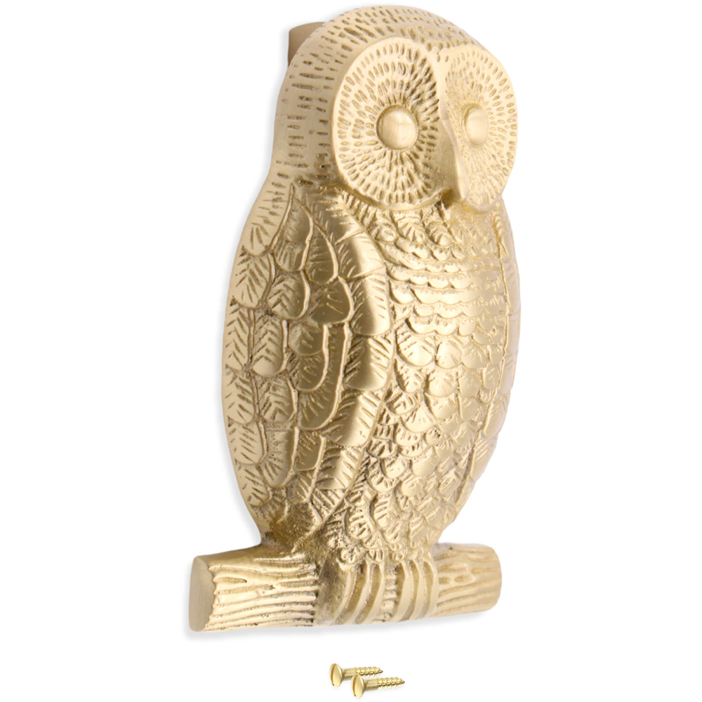 Spira Brass Satin Brass Owl Door Knocker Image 4