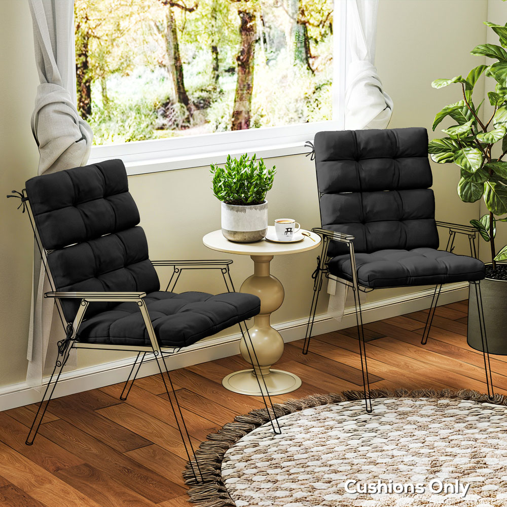 Outsunny Black Garden Seat Cushion with Backrest 2 Pack Image 4