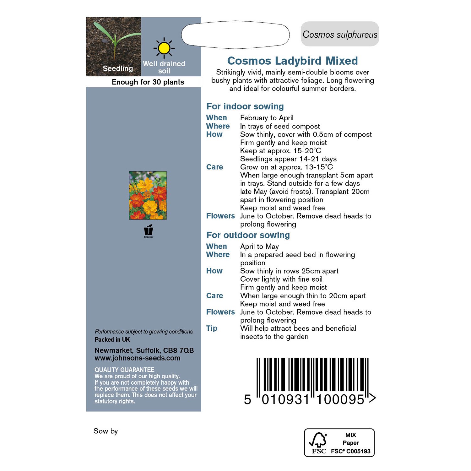 Johnsons Cosmos Ladybird Mixed Flower Seeds Image 3