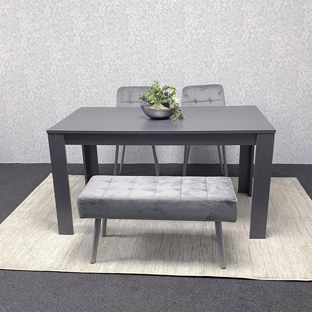 Kosy Koala 4 Seater Dining Set with Bench Dark Grey and Grey Velvet Image 3