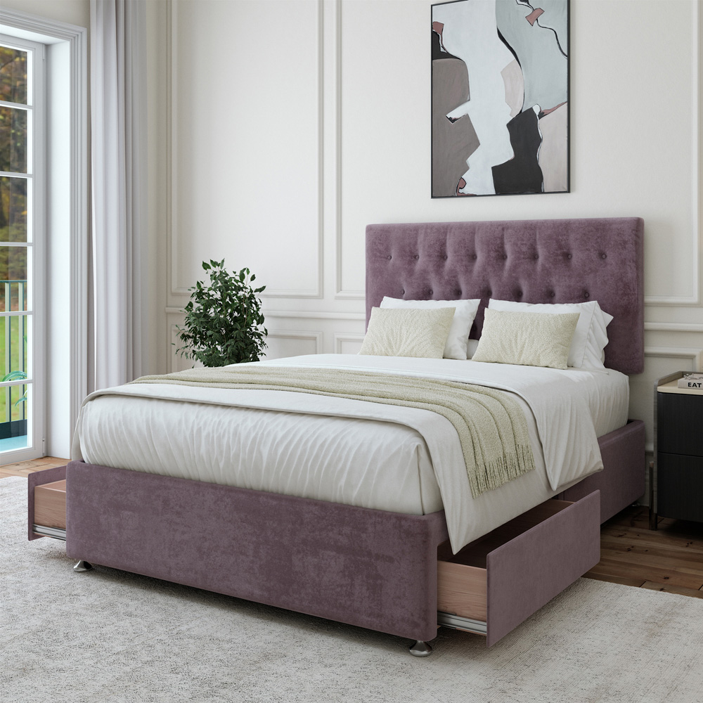 Bedmaster Small Double Mauve Naples Linen 2 Drawer Divan Base with Lona Headboard Image 3