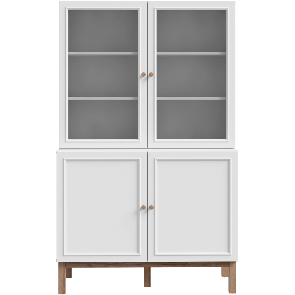 Florence Wensley 4 Door Light Grey and Oak Glass Display Cabinet Image 3