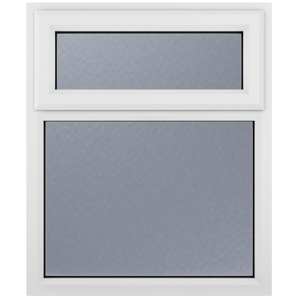 Crystal uPVC Double Glazed Window Top Hung Over Fixed Light White Obscure Glass 1040x1190mm Image 1