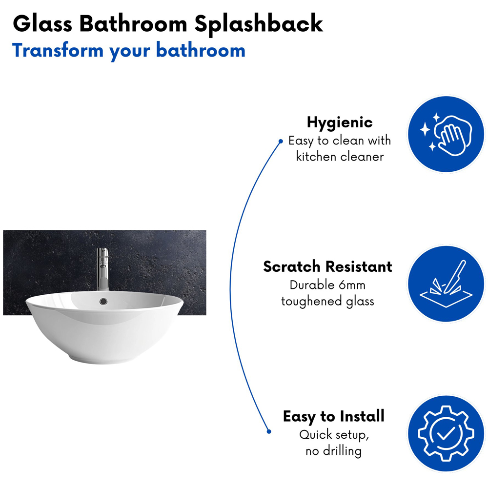 Warren Reed Designer Black Concrete Effect Bathroom Splashback 25 x 60cm Image 4