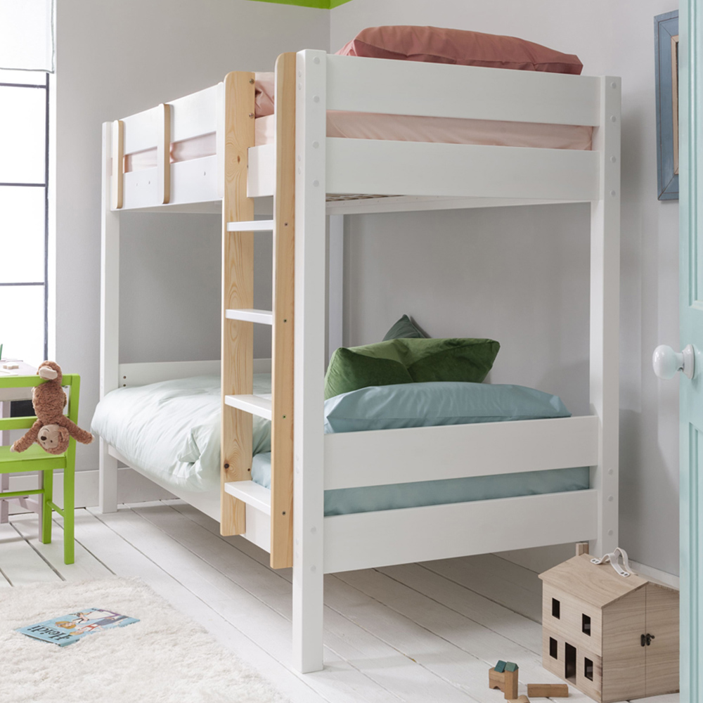 Noa and Nani Una White and Natural Pine Bunk Bed with Asana Trundle ...