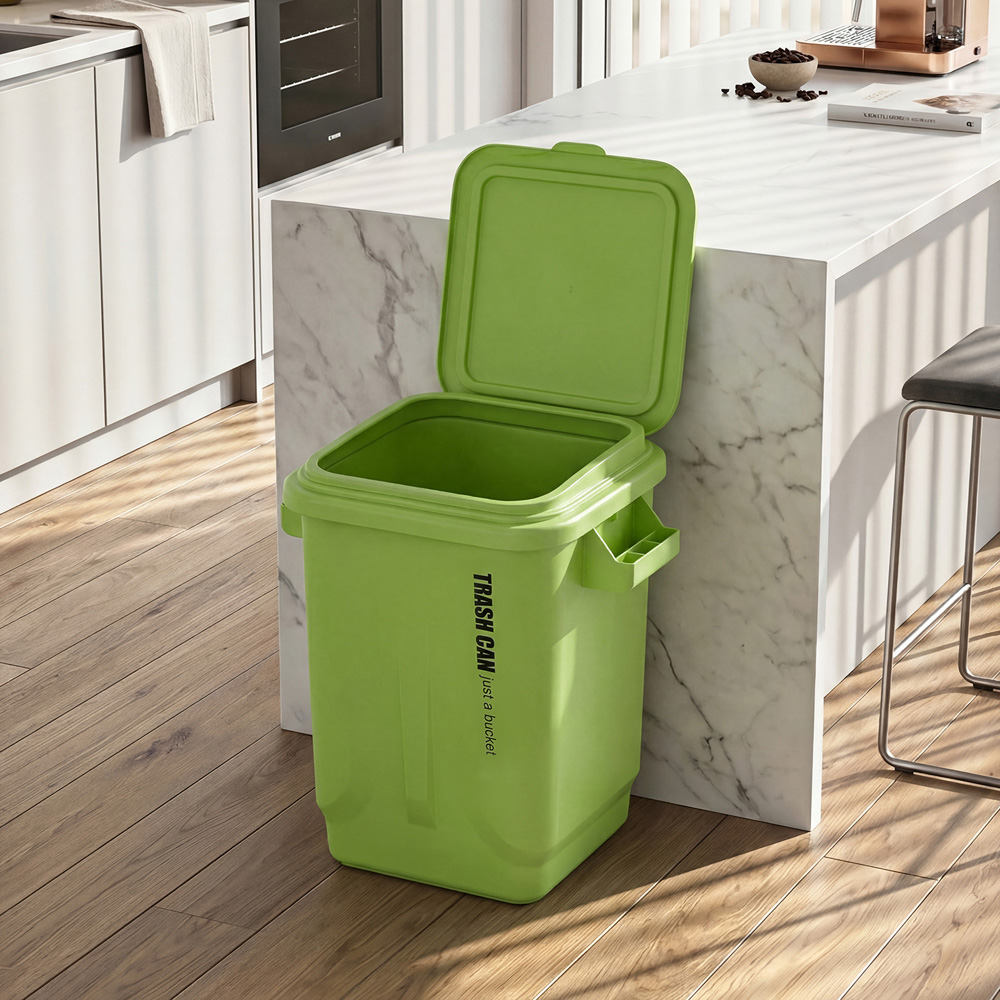 Living and Home Green Industrial Flip Top Rubbish Bin 23L Image 7