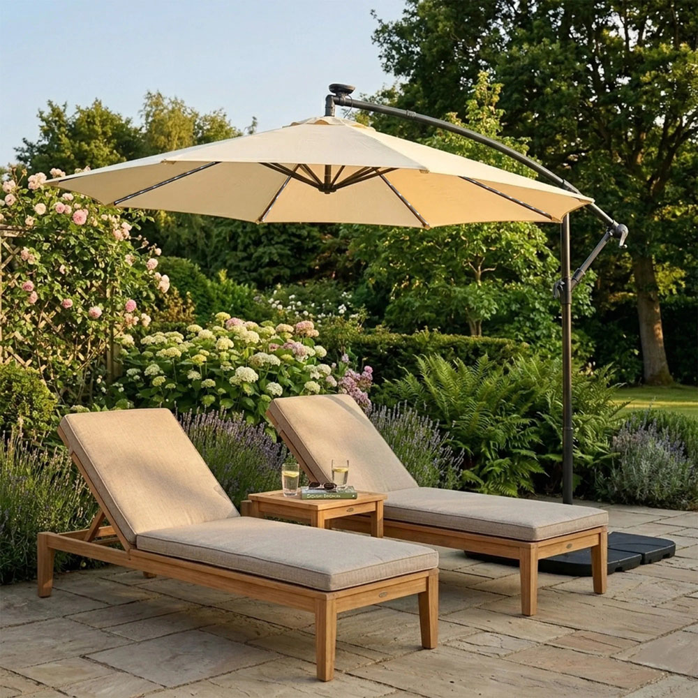 MonsterShop LED Cream Cantilever Parasol 3m Image 2