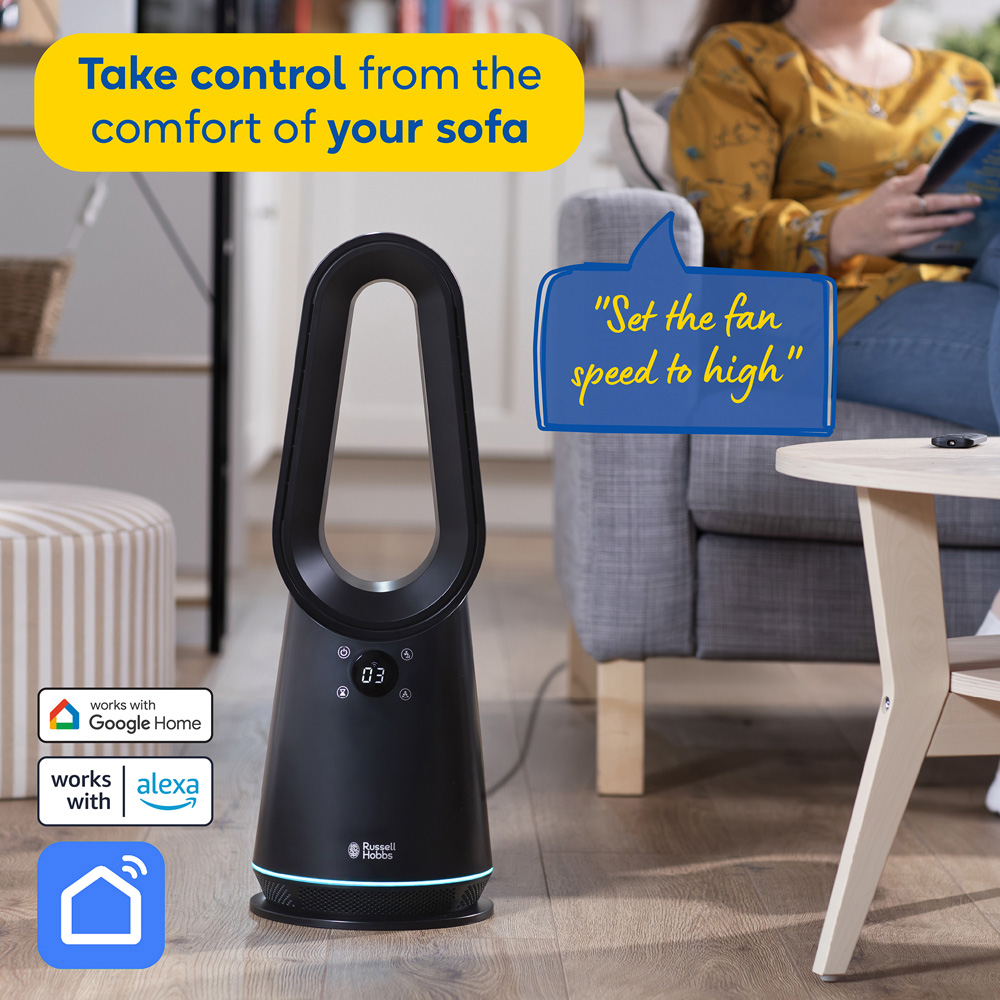 Russell Hobbs Black Smart Oscillating Bladeless Cooling Fan with Remote Image 4