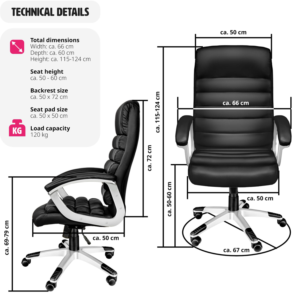 tectake Paul Black Height Adjustable Padded Office Chair Image 9