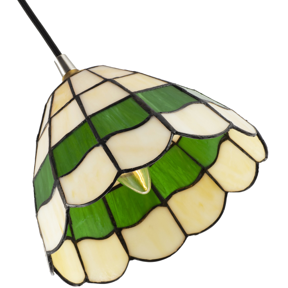 Happy Homewares Green and Amber Stained Glass Tiffany Pendant Lighting Shade Image 6
