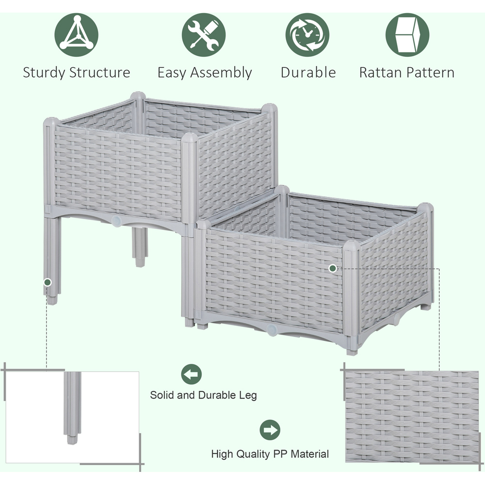 Outsunny Grey Raised Garden Bed Planter 2 Pack Image 4