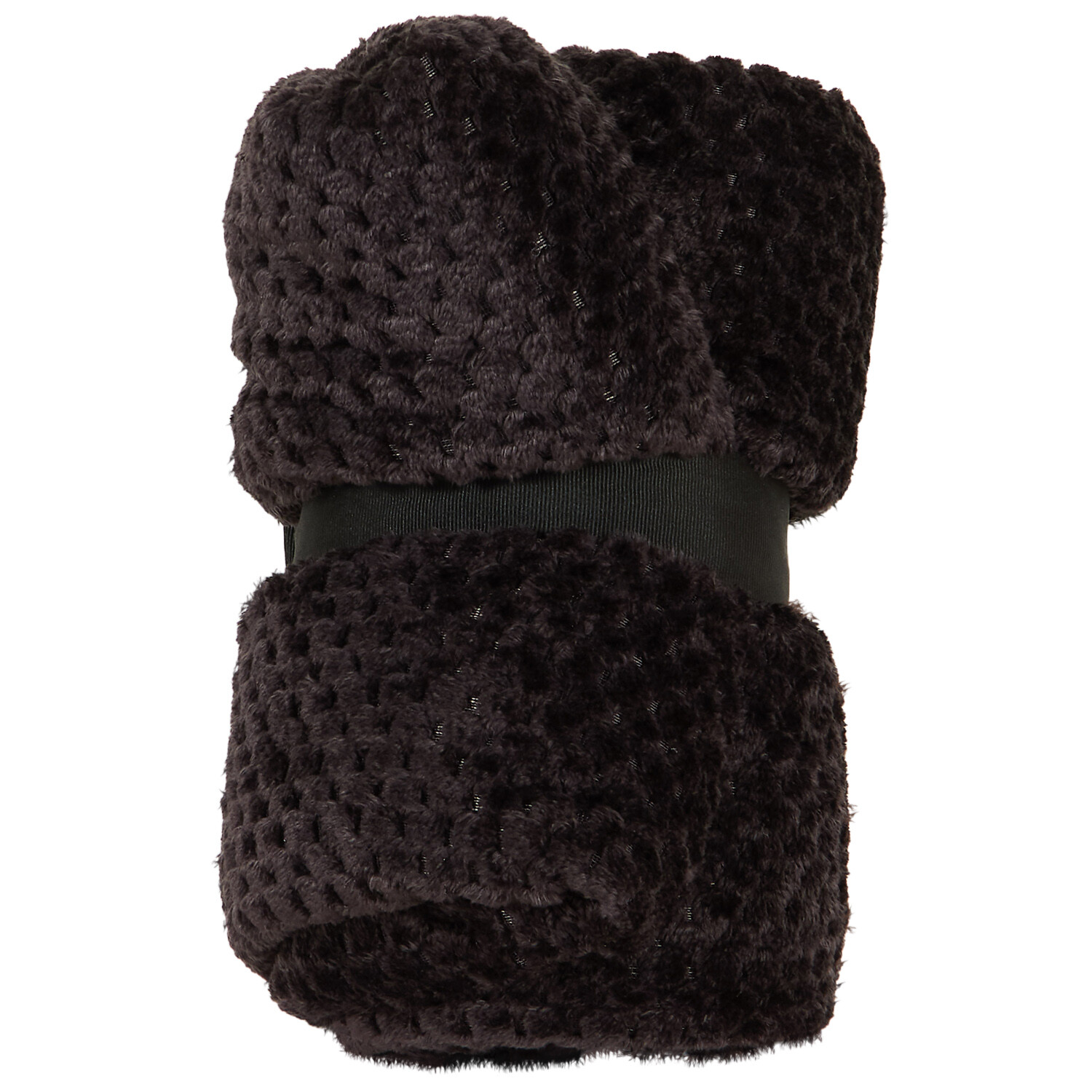 Waffle Fleece Throw - Black Image 2