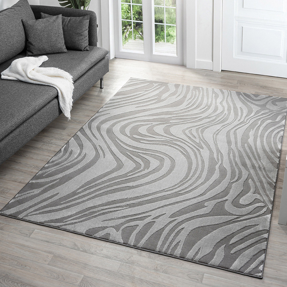 Desire Rugs Vellure Anthracite Metallic Sheen Marble Design Rug 200 x 290cm Image 5
