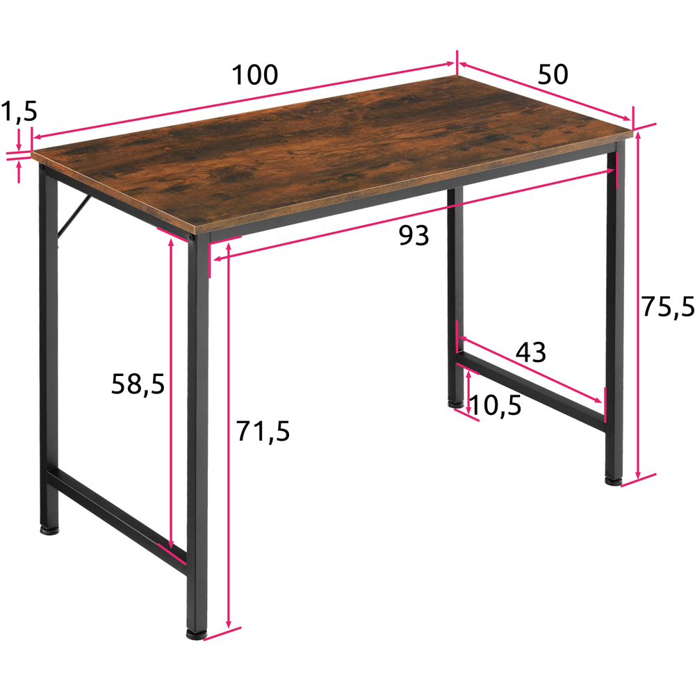 tectake Jenkins Dark Wood Office Desk Image 8