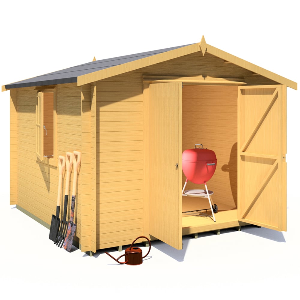 Shire Bradley 10 x 10ft Double Door Wooden Log Cabin Image 5