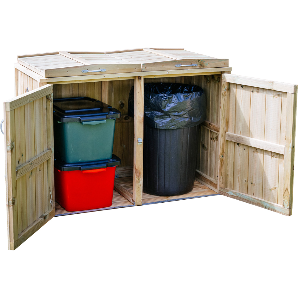 The Garden Village Dutton 4 x 2ft Double Dustbin Storage Shed Image 2