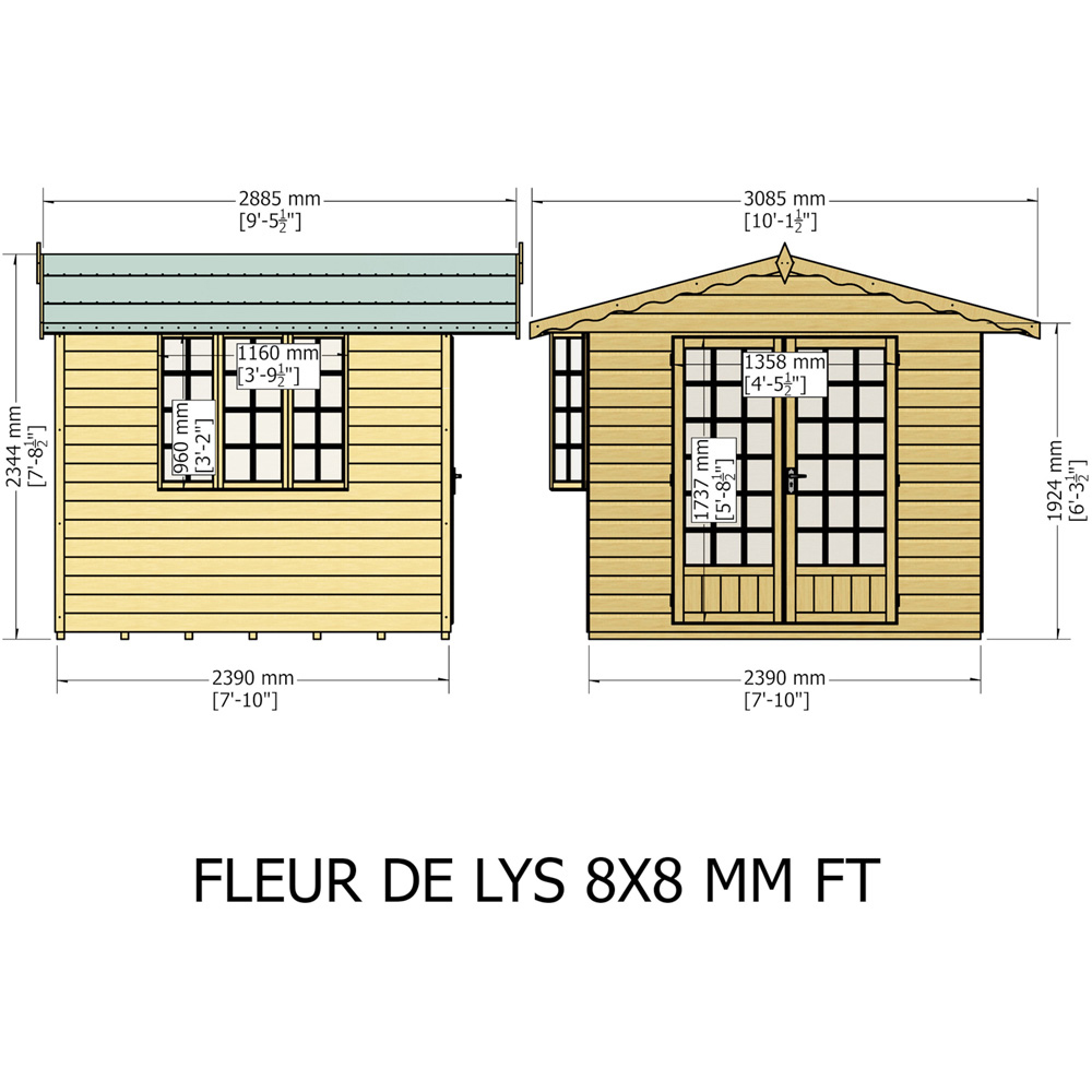 Shire Fleur De Lys 8 x 8ft Double Door Shiplap Apex Summerhouse Image 6