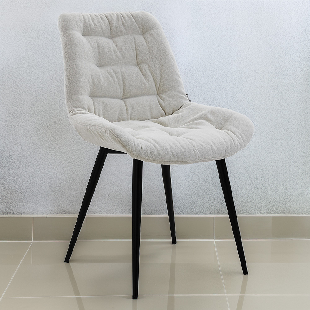 Living and Home White Teddy Fleece Dining Chair Image 1