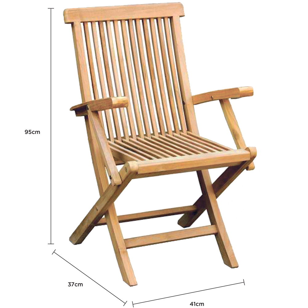Charles Bentley Set of 2 Teak Wooden Foldable Patio Armchair Image 9