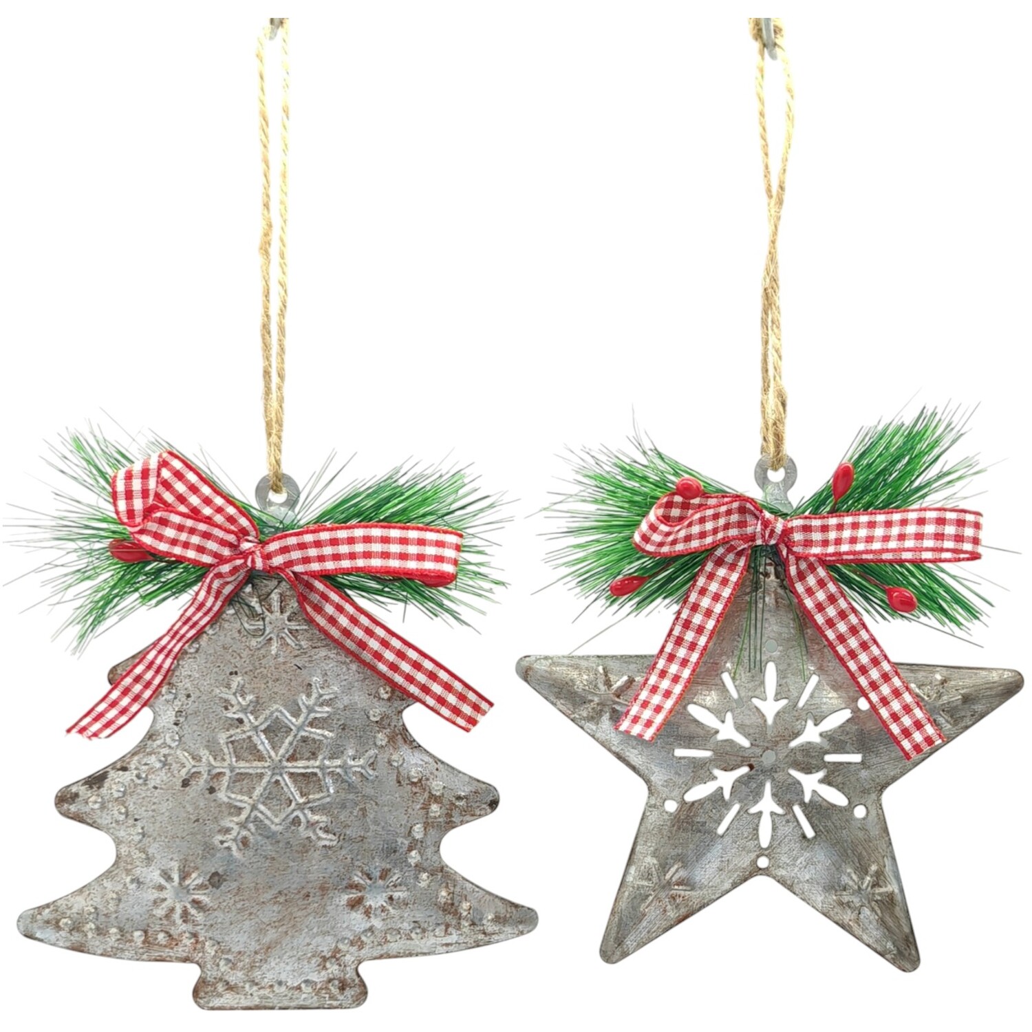 Metal Tree or Star Hanging Decoration Silver Image 2