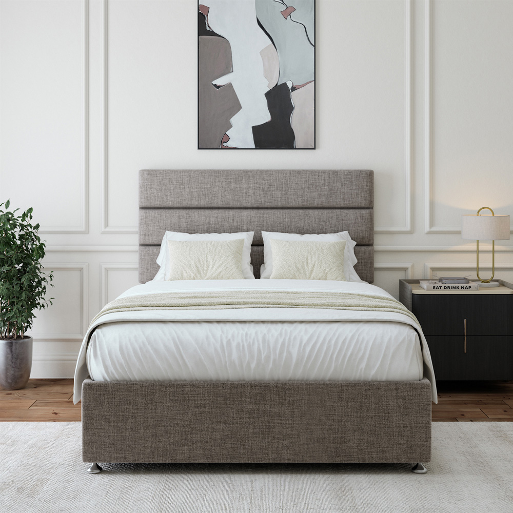 Bedmaster Double Slate Linen Divan Base with Milan Headboard Image 2