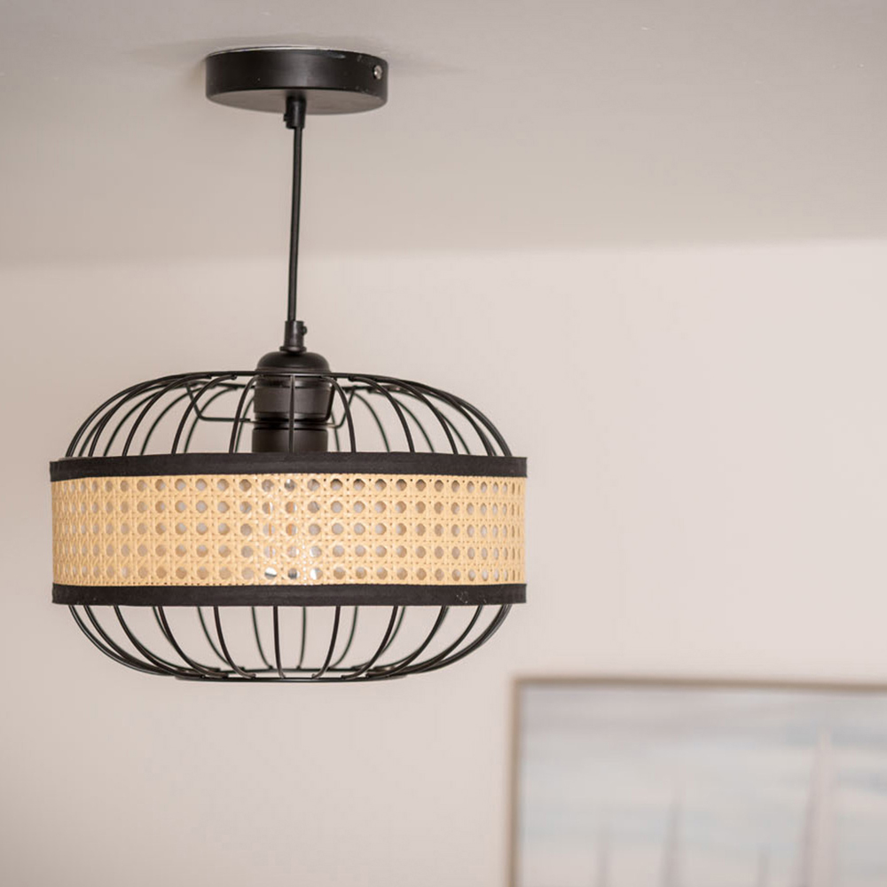 ValueLights Vimet Wicker Black Pendant Lamp Shade Image 2