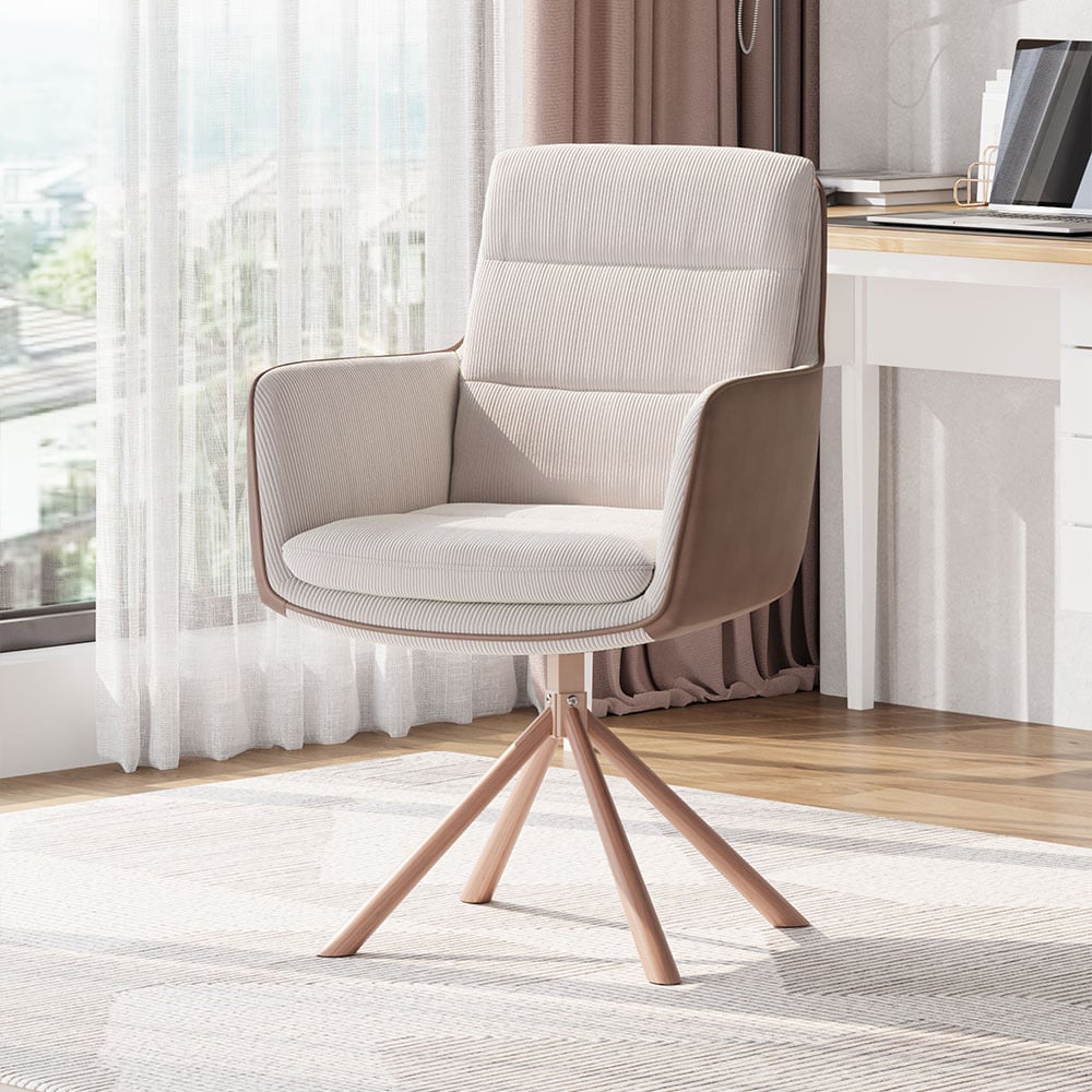Living and Home Beige Modern Office Chair Accent Chair Image 3