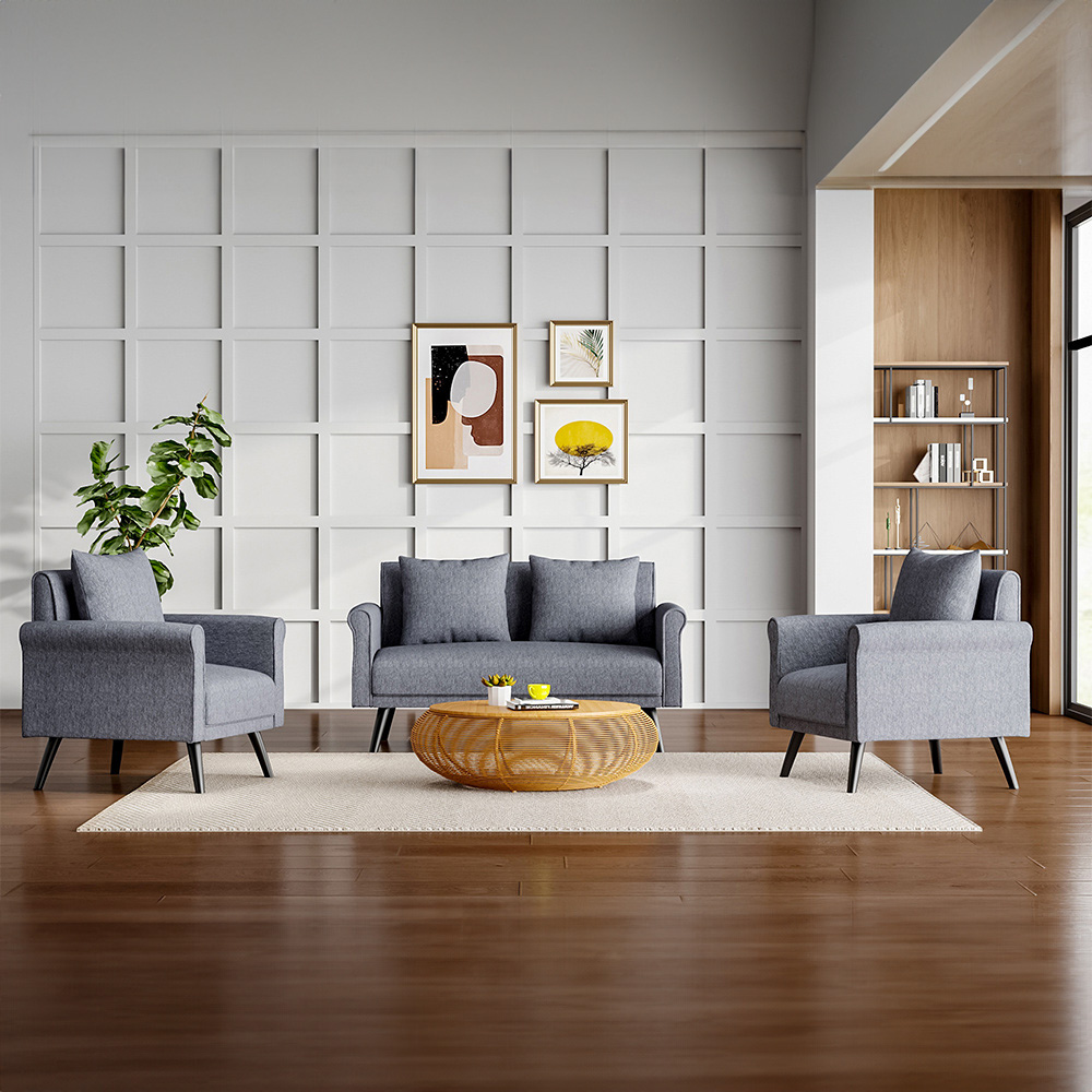 Living and Home 2 Seater Grey Loveseat Sofa Image 6