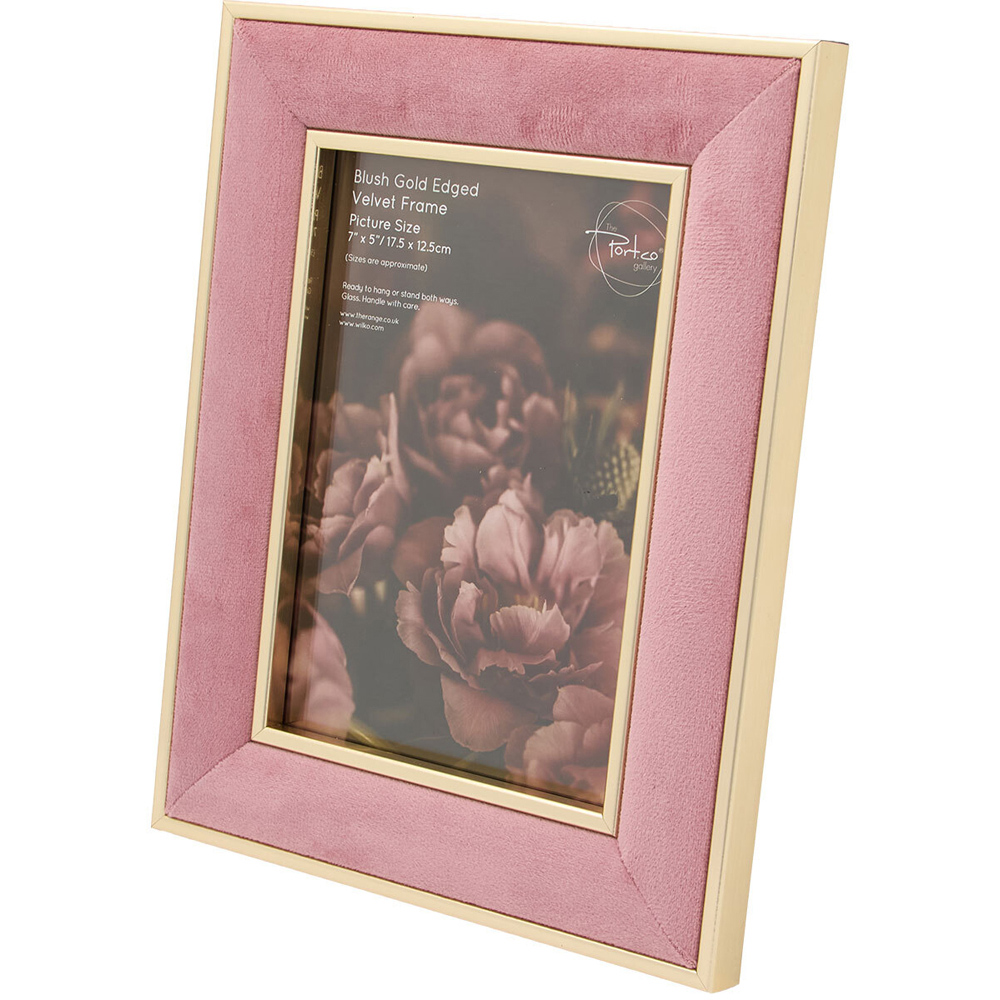 Gold Edged Velvet Photo Frame Blush 7 x 5 inch Image 3