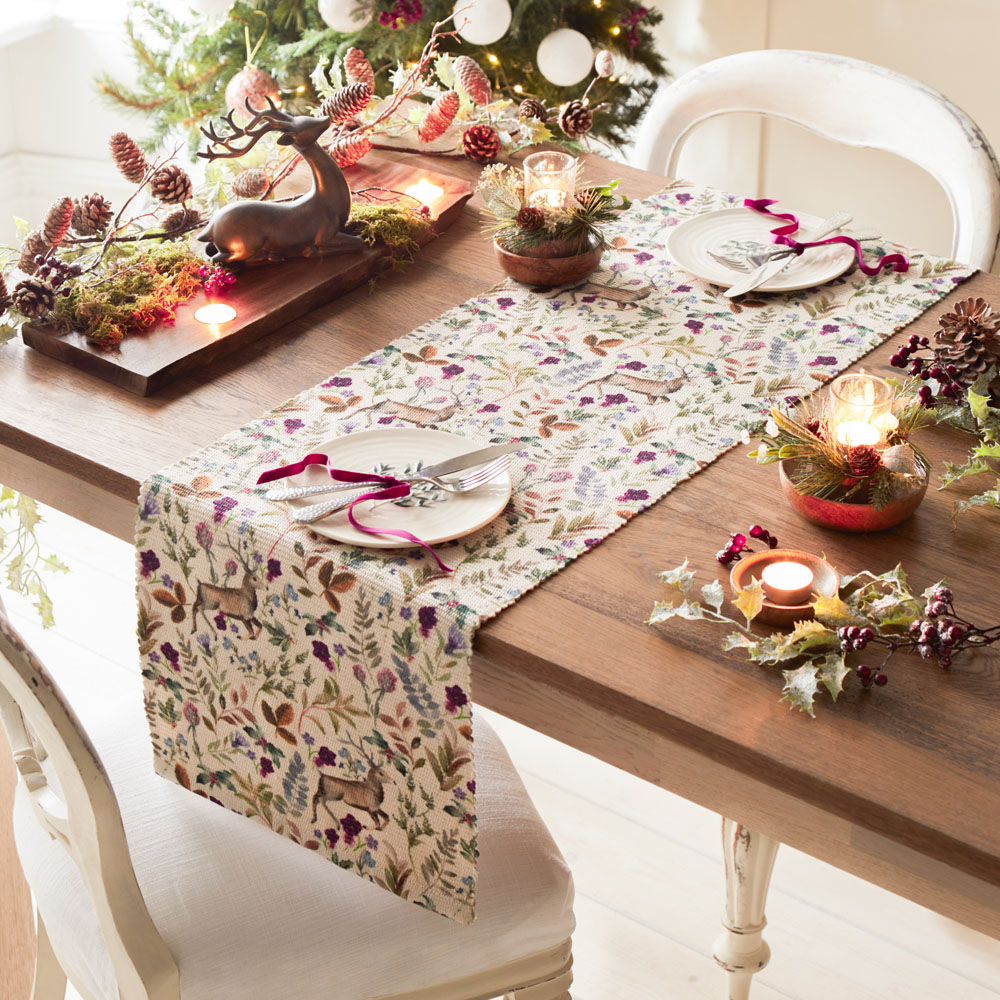 Evans Lichfield Berry Reindeer Digitally Printed Table Runner 230 x 35cm Image 2
